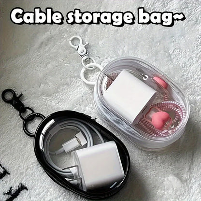 Mini Zipper Storage Bag – Clear Organizer for Earphones & Chargers