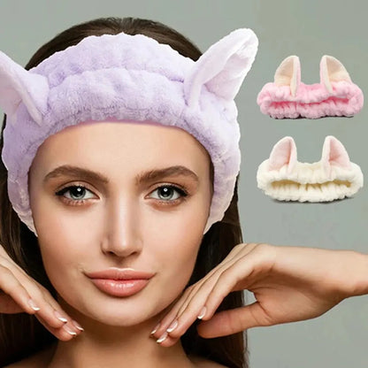Cat Ear Headband – Soft Plush Makeup and Face Washing Hairband
