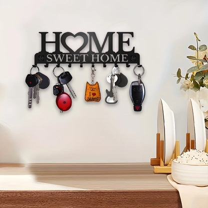 Wall Key Holder with 10 Hooks Metal Key Rack for Home