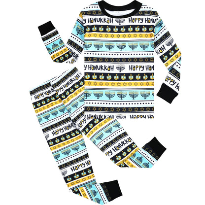 Kids Skeleton Costume Halloween Skull Pajamas Top and Pants Set