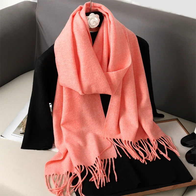 Women's Winter Scarf Warm Long Pashmina Shawl with Tassels