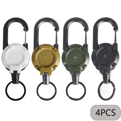 Retractable Keychain Holder with Carabiner Clip Heavy Duty Key Reel