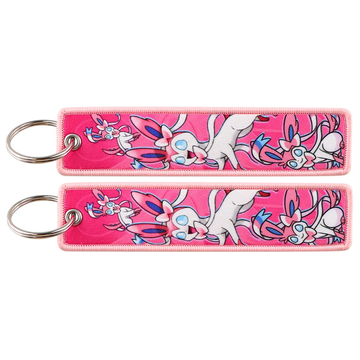 Embroidered Keychain Double-Sided Key Fob for Car & Motorcycle