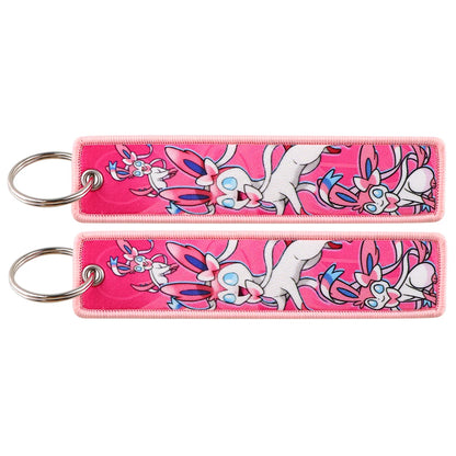 Embroidered Keychain Double-Sided Key Fob for Car & Motorcycle