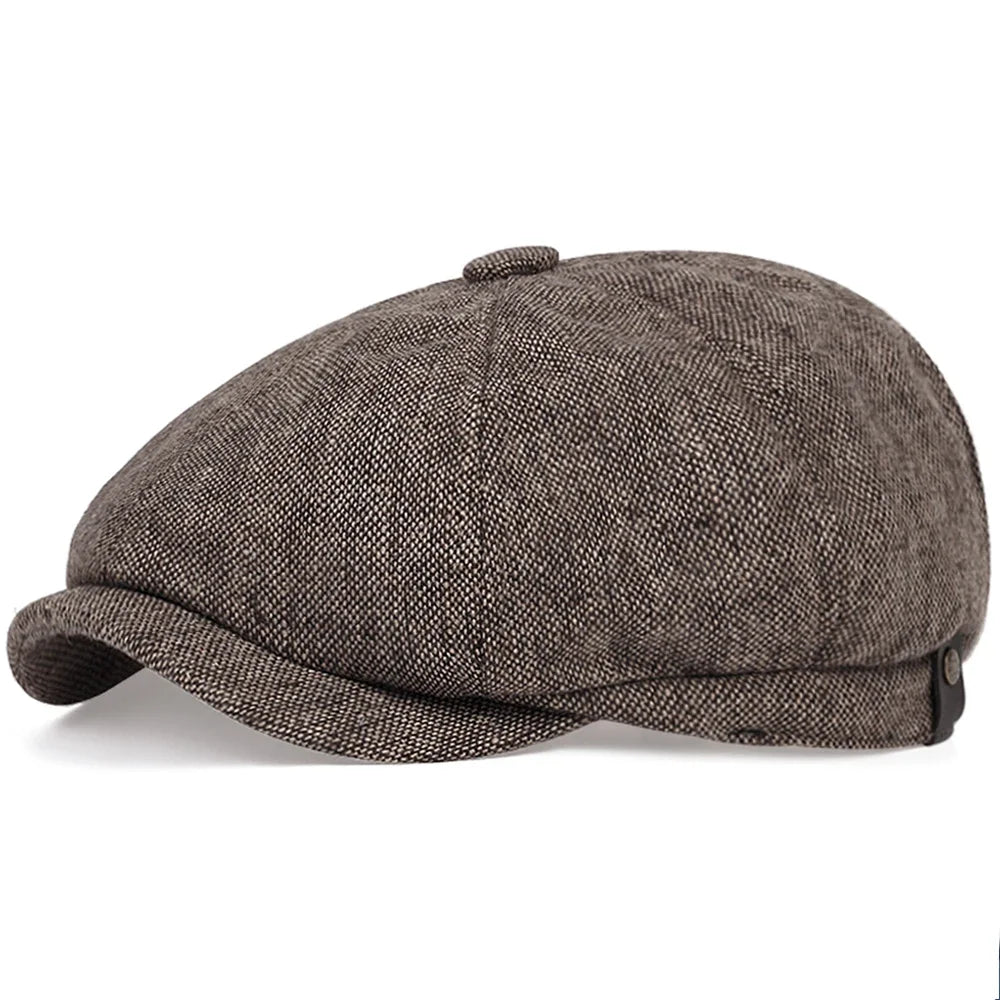 Newsboy Cap Plaid Octagonal Flat Cap for Men and Women