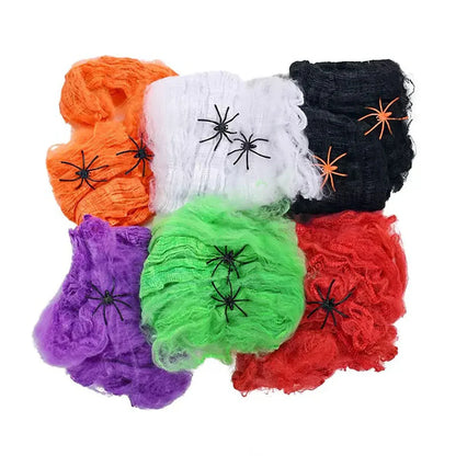 Halloween Spider Web Decoration – Stretchy Cobweb with Spider