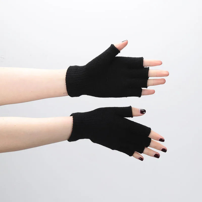 Fingerless Gloves Short Knit Wrist Warm Winter Gloves