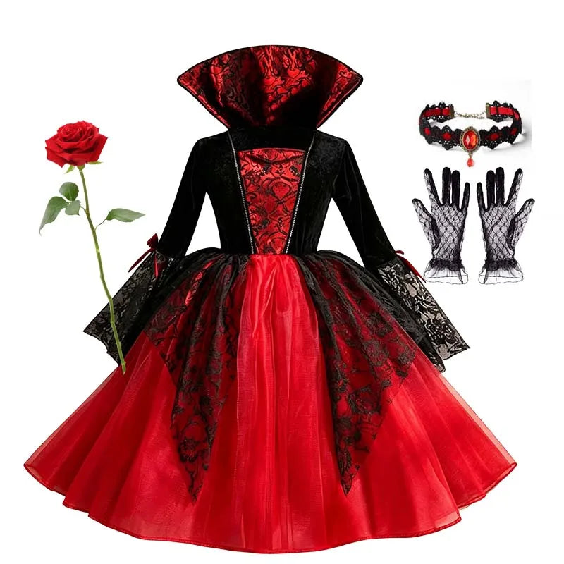 Girls Halloween Costume, Gothic Witch Tutu Dress with Lace