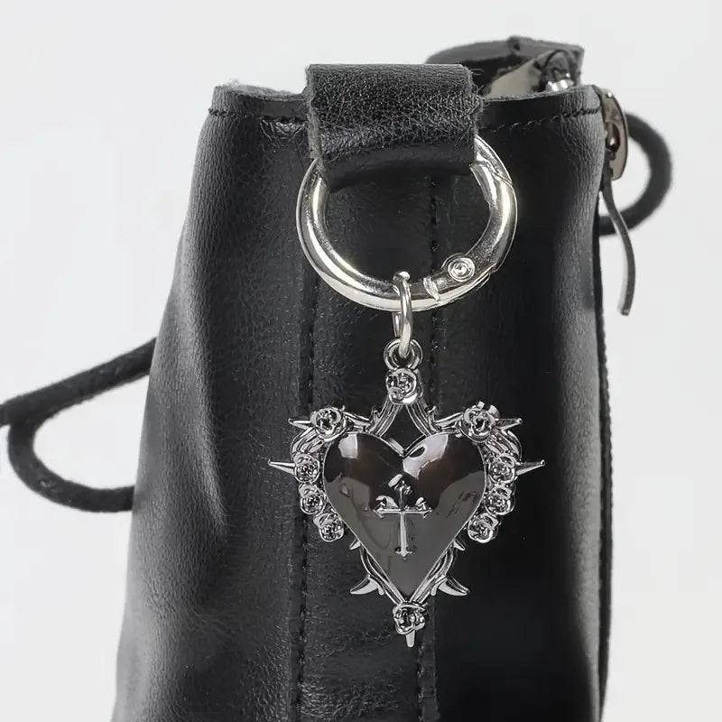Shoe Charms, Gothic Rose Heart Cross Metal Shoe Pendants 2-Piece