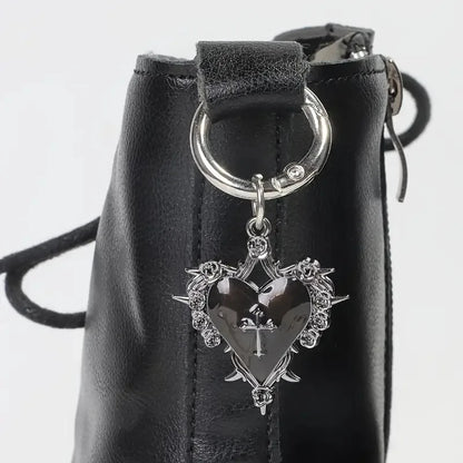 Shoe Charms, Gothic Rose Heart Cross Metal Shoe Pendants 2-Piece