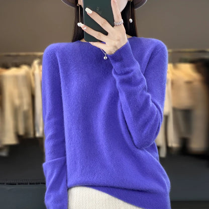 Women’s Merino Wool Sweater 100% Wool O-Neck Pullover
