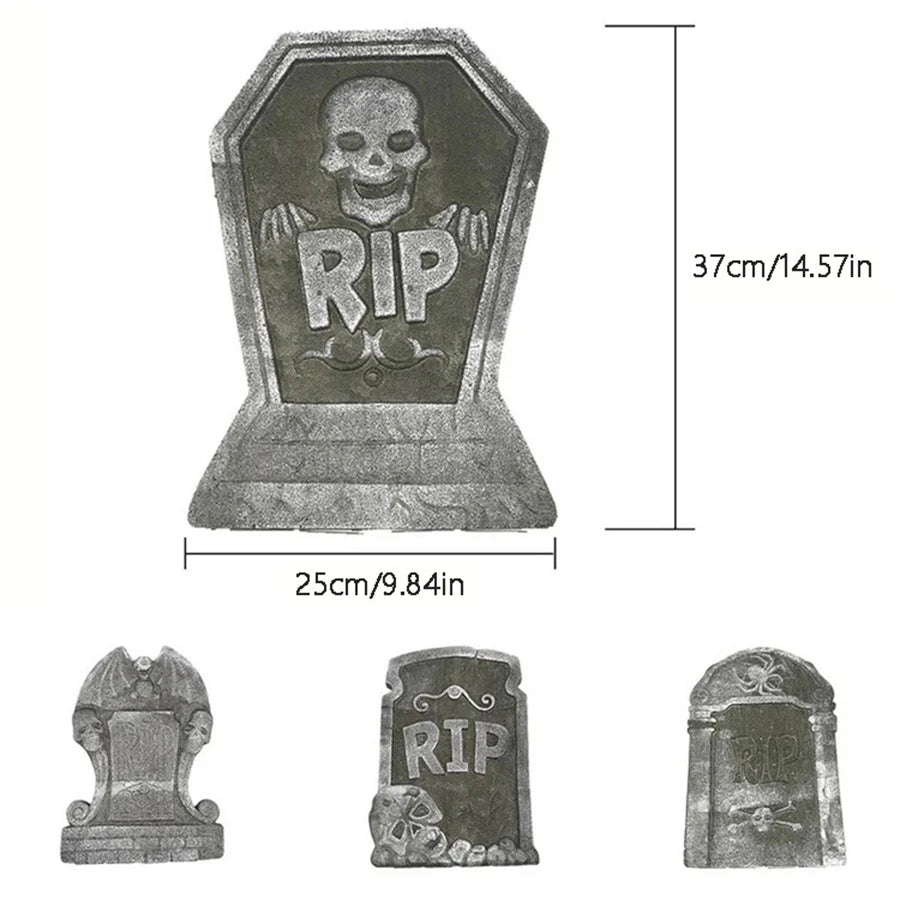 Halloween Tombstone Decorations, 4-Piece Graveyard Yard Props