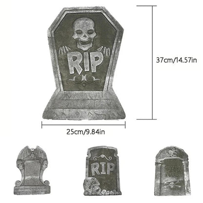 Halloween Tombstone Decorations, 4-Piece Graveyard Yard Props