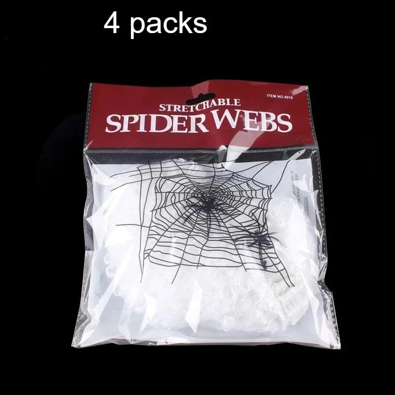 Halloween Spider Web Decoration with 2 Spiders, Stretchable Cobwebs