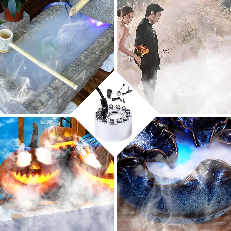 Mini Halloween Fog Machine with 12 LED Lights for Ponds