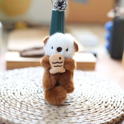 Otter Plush Keychain Cute Animal Bag Charm with Fish