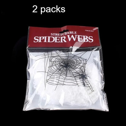Halloween Spider Web Decoration with 2 Spiders, Stretchable Cobwebs