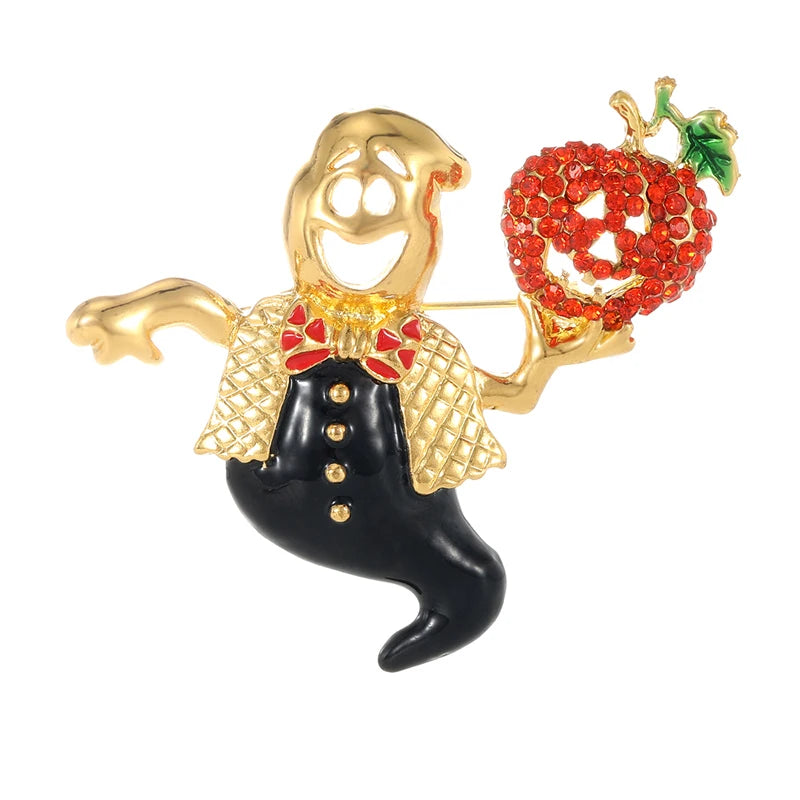 Ghost Brooch Halloween Rhinestone Lapel Pin for Men and Women