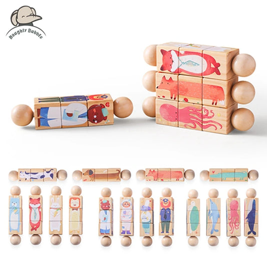 Wooden Baby Rattle – Rotating Montessori Sensory Toy for Babies