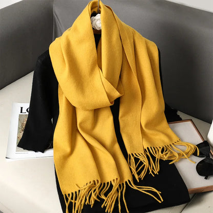 Women's Winter Scarf Warm Long Pashmina Shawl with Tassels