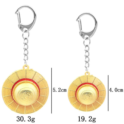 Straw Hat Keychain Metal Pendant Decorative Keyring