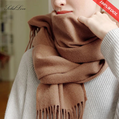 Women's Wool Scarf – Warm Winter Wrap 200×35cm