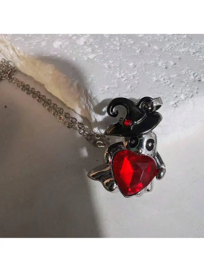 Gothic Pendant Necklace, Bat Wing Heart Design for Women
