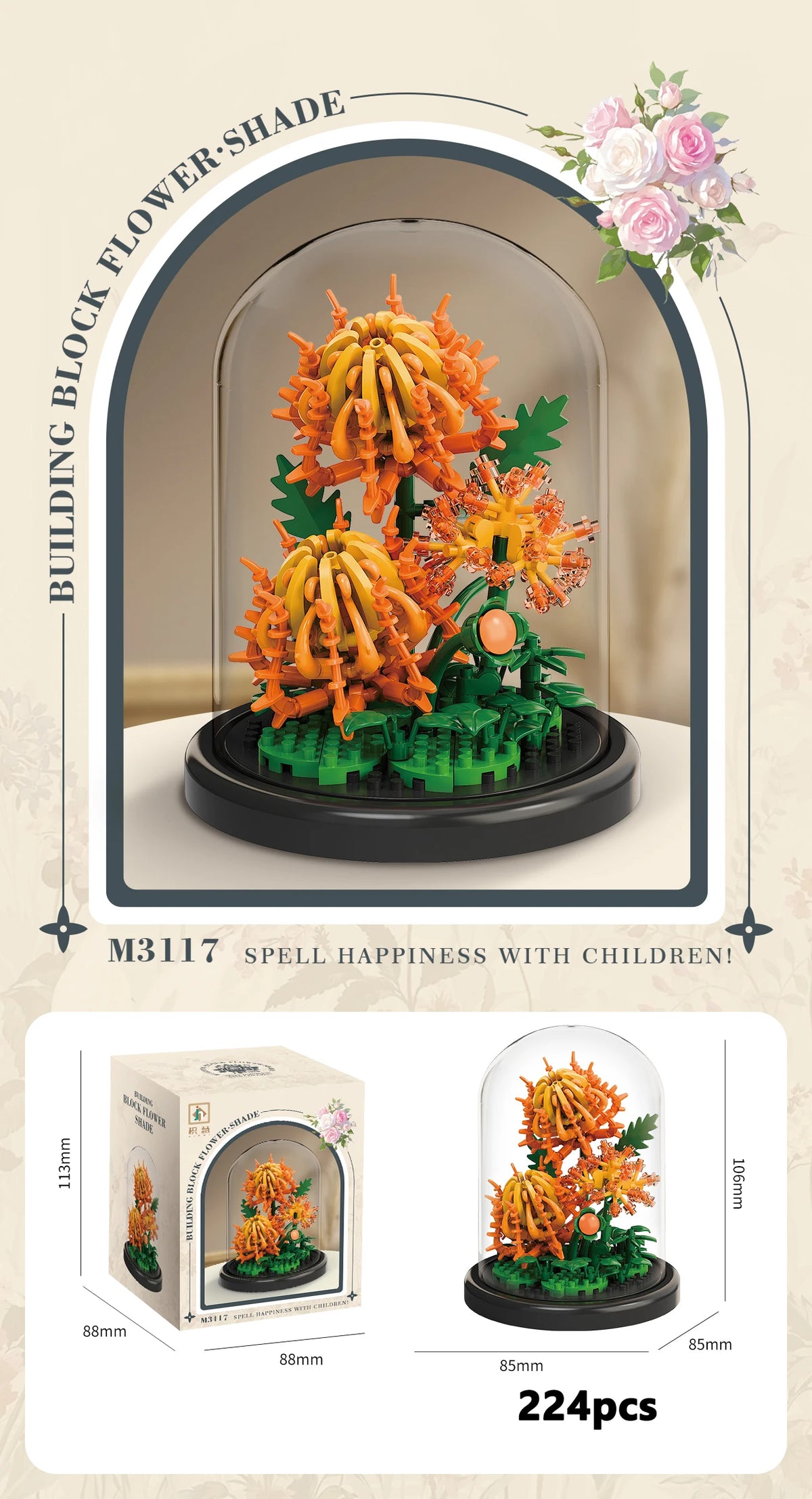 Flower Bouquet Building Blocks DIY Plant Model for Home Decor
