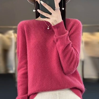 Women’s Merino Wool Sweater 100% Wool O-Neck Pullover