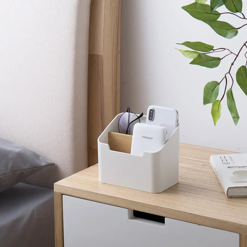 Remote Control Organizer with Tissue Holder & Desktop Storage