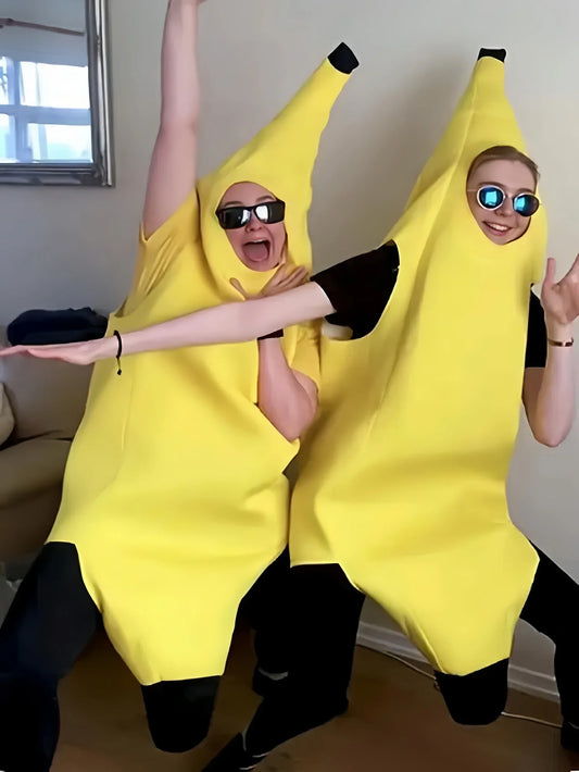 Banana Halloween Costume Funny Fruit Jumpsuit for Adults and Kids