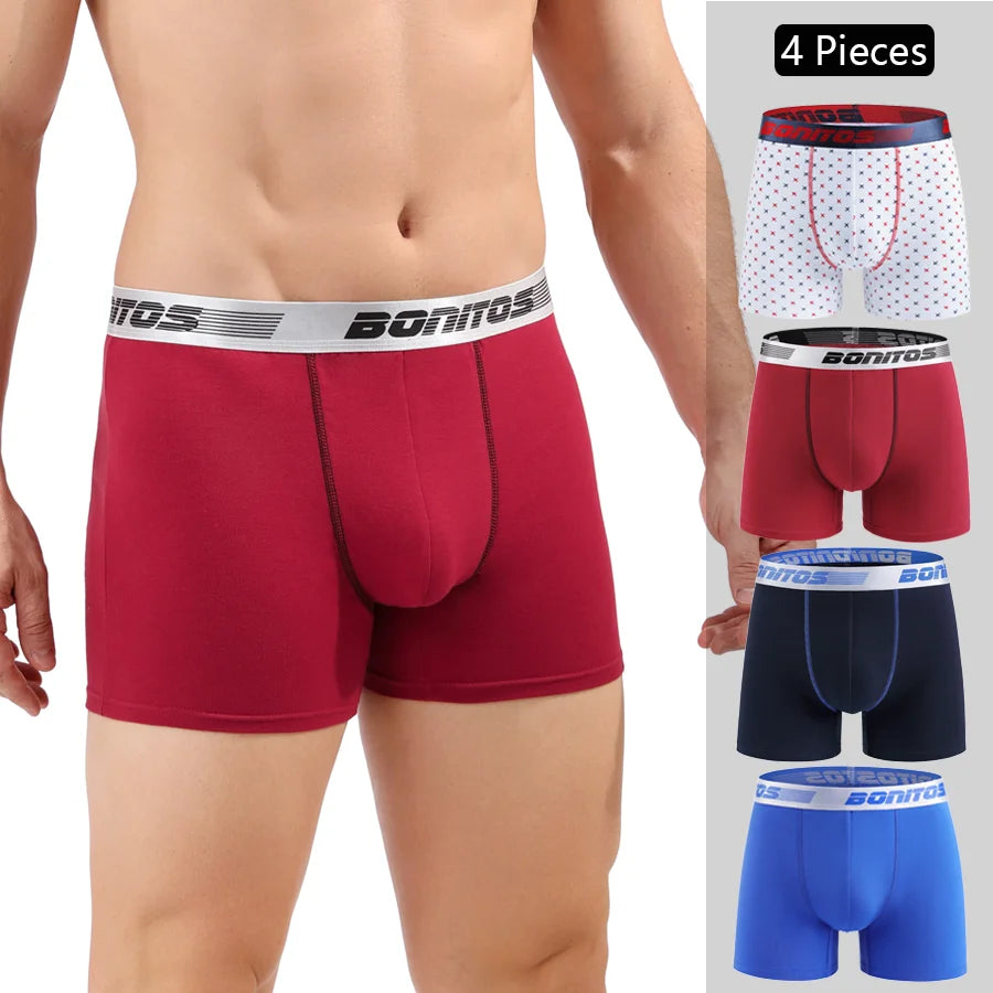 Men's Boxer Shorts Cotton Stretch Underwear 4-Pack