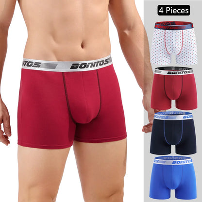 Men's Boxer Shorts Cotton Stretch Underwear 4-Pack
