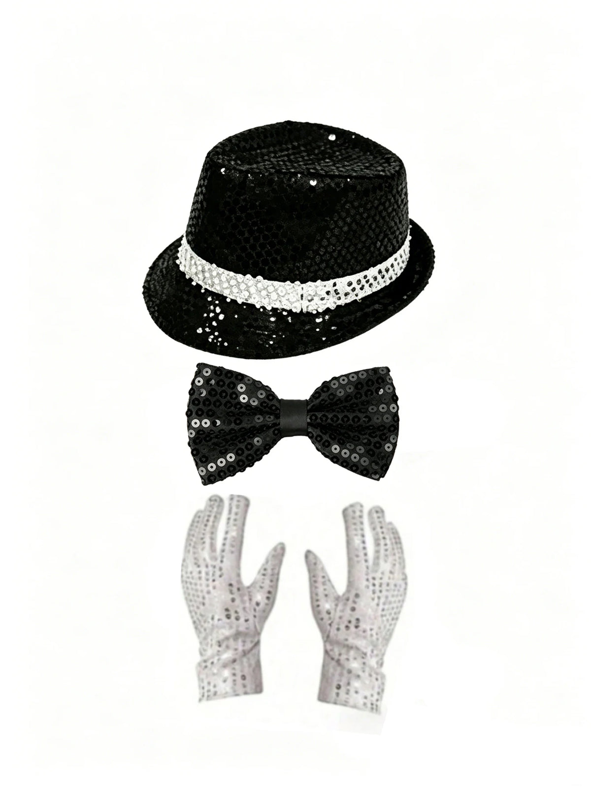 Sequin Fedora Costume Set – Hat, Rhinestone Gloves & Sunglasses