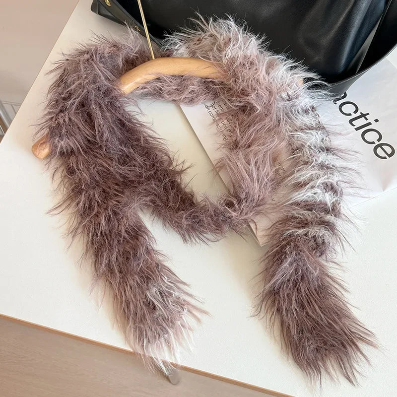 Women’s Winter Scarf – Plush Plaid Long Knit Warm Wrap