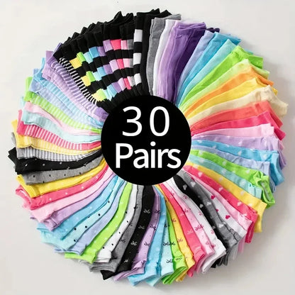 Heart Print Ankle Socks, Women's Low Cut Casual Socks