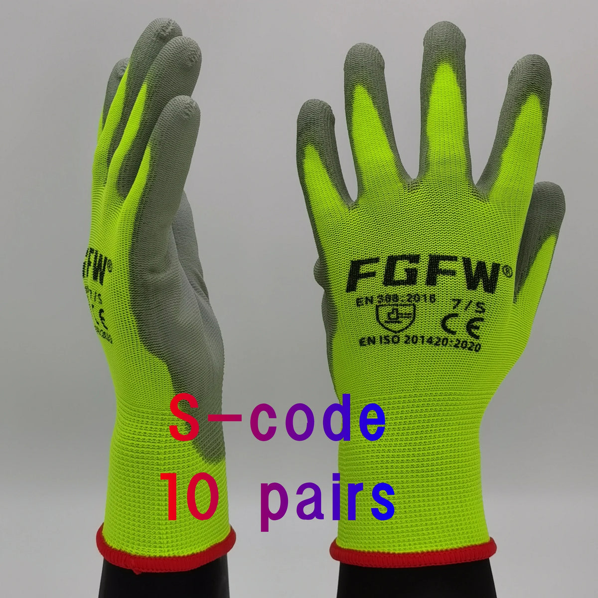 PU Coated Work Gloves Lightweight Anti-Slip Safety Gloves 10 Pairs