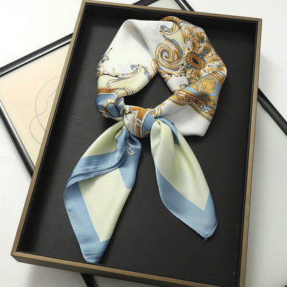 Women’s Square Scarf 70x70cm – Silk Feel Printed Hair Wrap