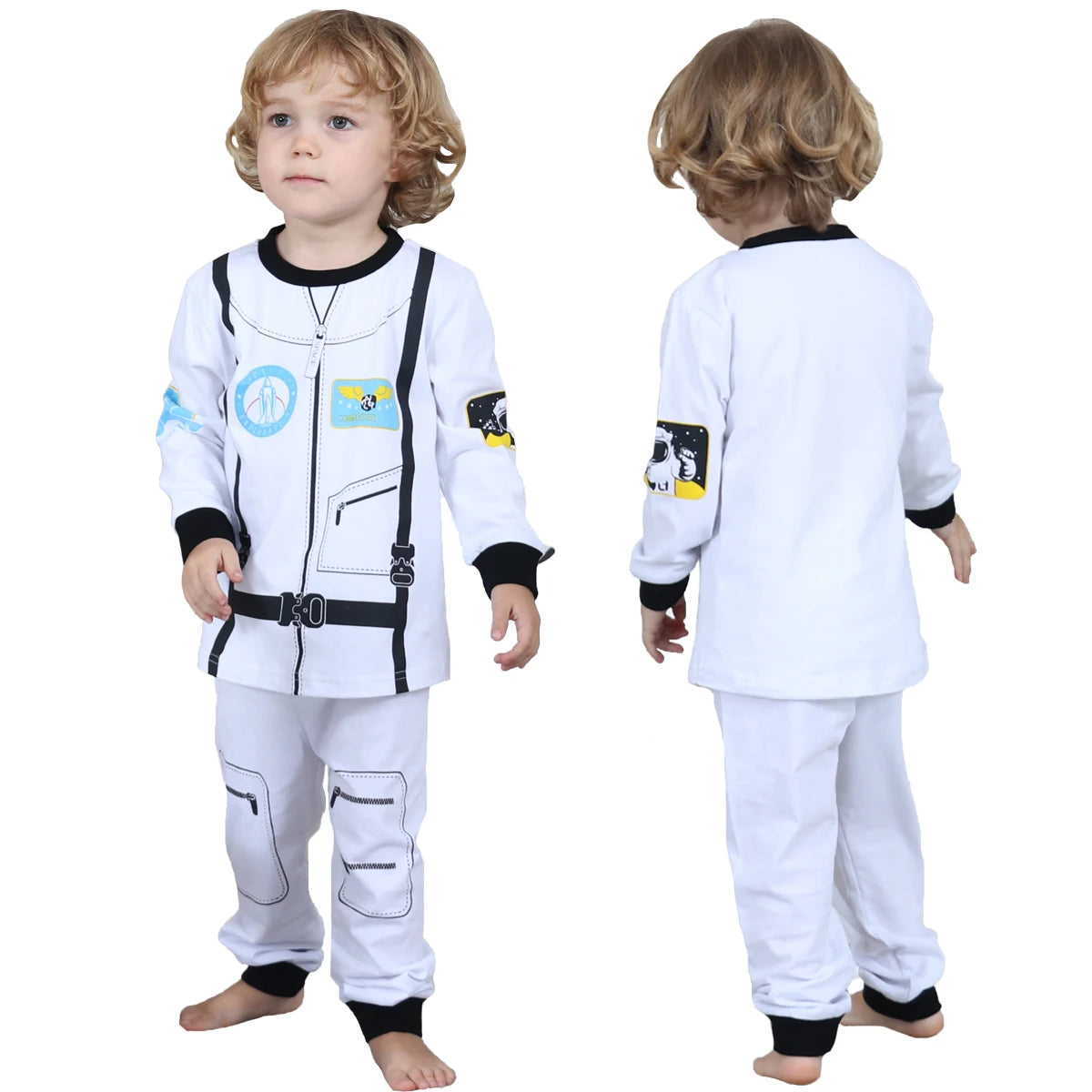 Kids Skeleton Costume Halloween Skull Pajamas Top and Pants Set