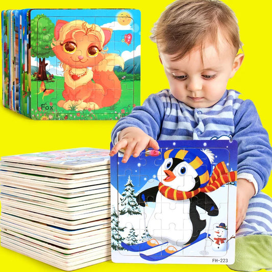 Wooden Animal Puzzle Educational Jigsaw Toy for Kids