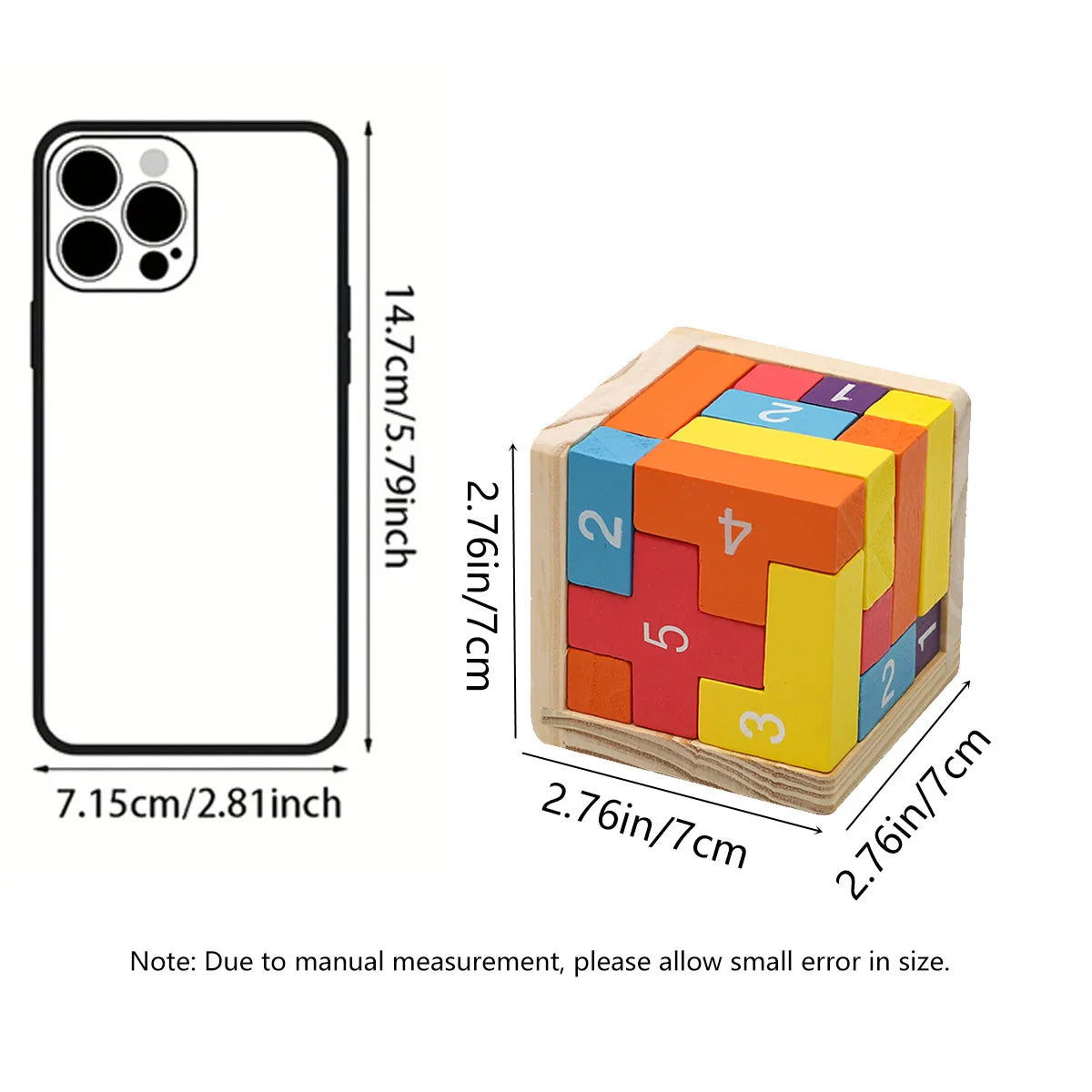 Wooden Puzzle Cube 3D Brain Teaser Game for Kids and Adults