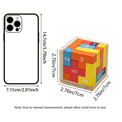 Wooden Puzzle Cube 3D Brain Teaser Game for Kids and Adults