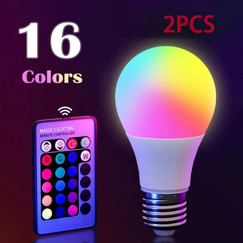 RGB LED Light Bulb E27 16 Color Dimmable with Remote Control