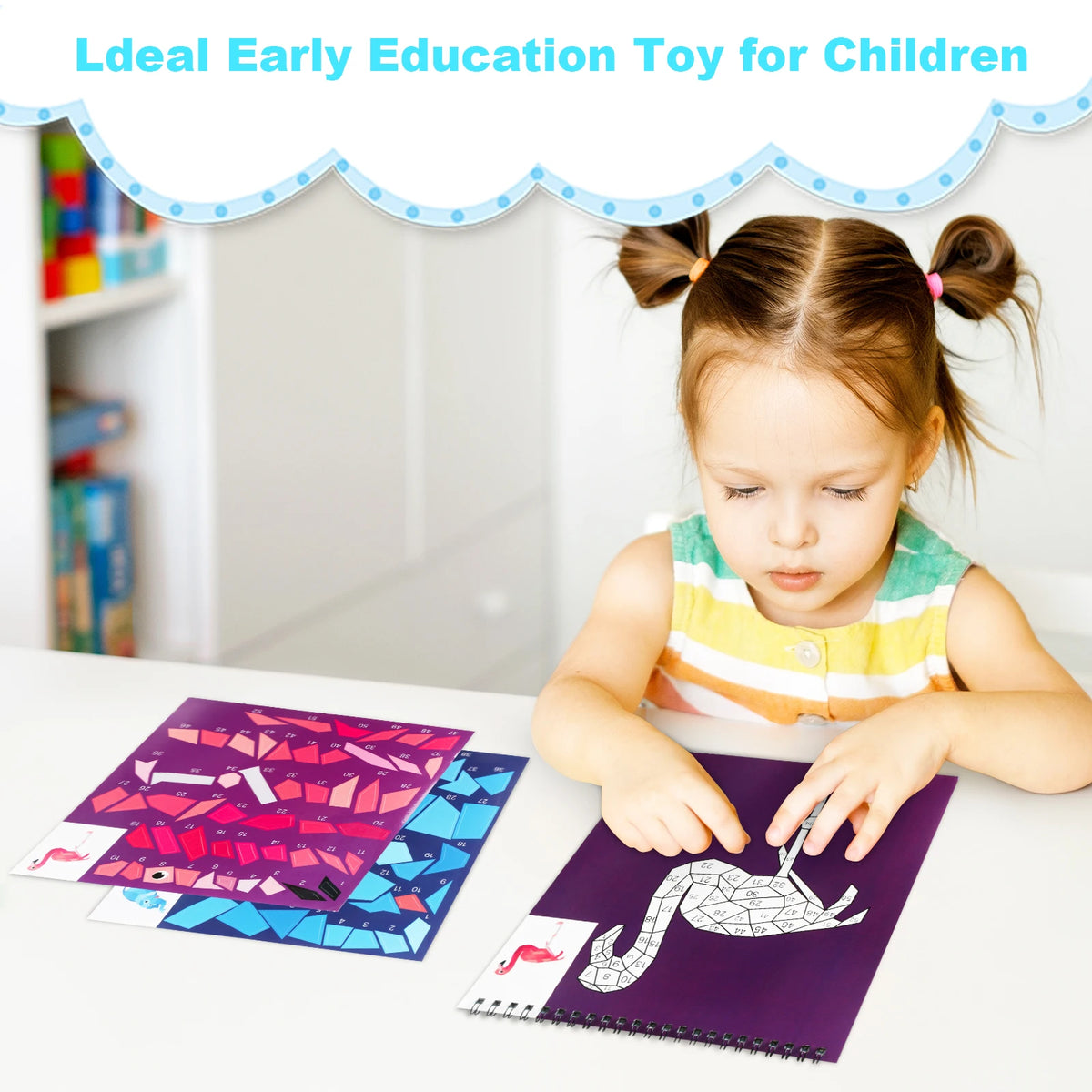 Sticker Activity Book for Kids, Sticker by Number Travel Toy