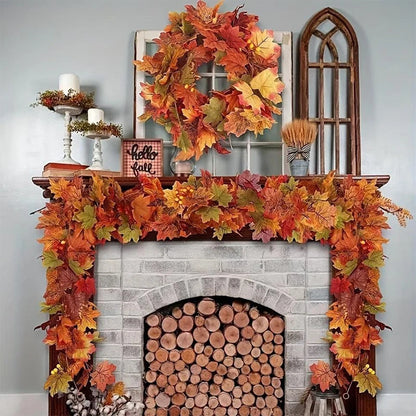 Artificial Maple Leaf Garland 2M, Autumn Fall Vine Decoration