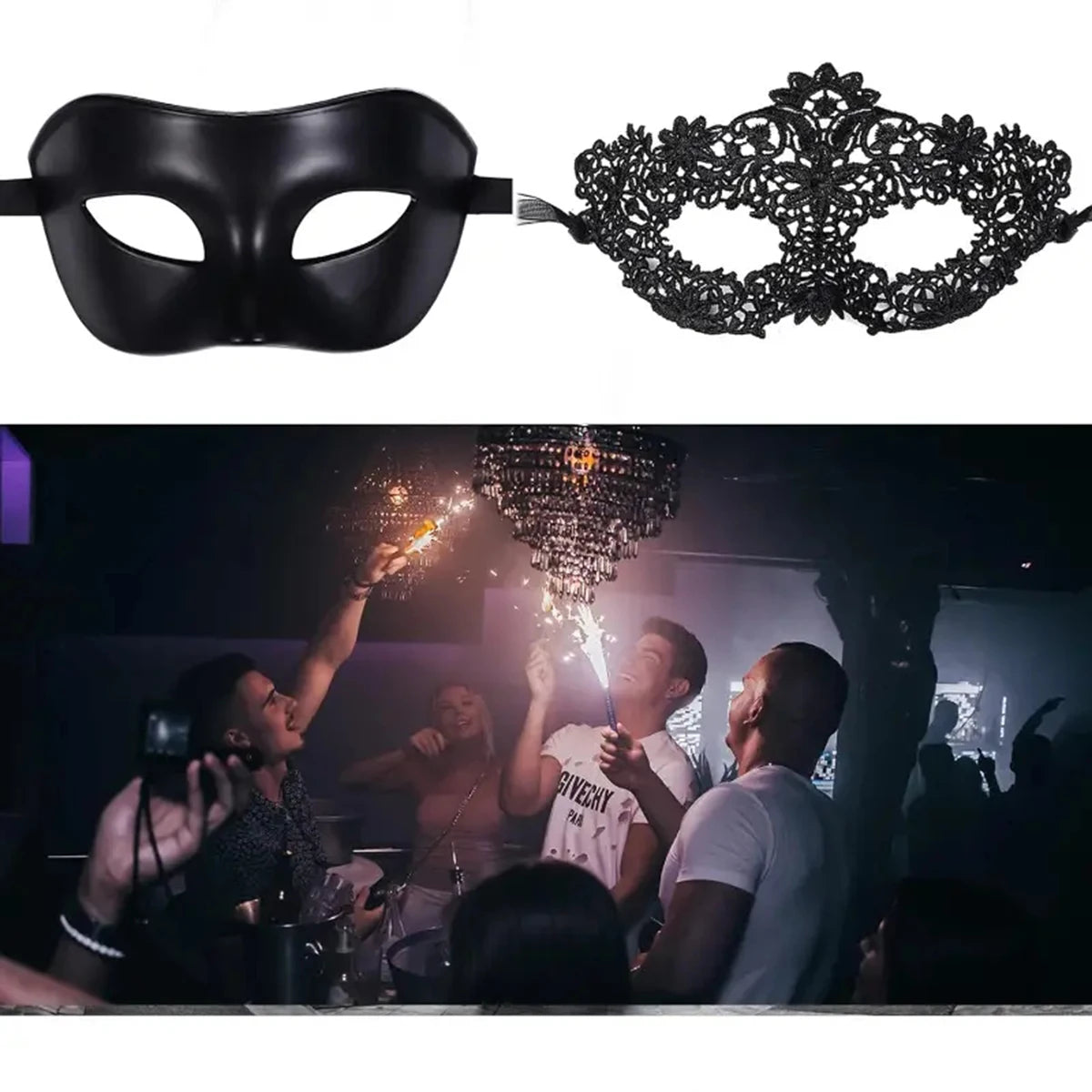 Masquerade Mask – 2-Piece Black Lace Set for Halloween Parties