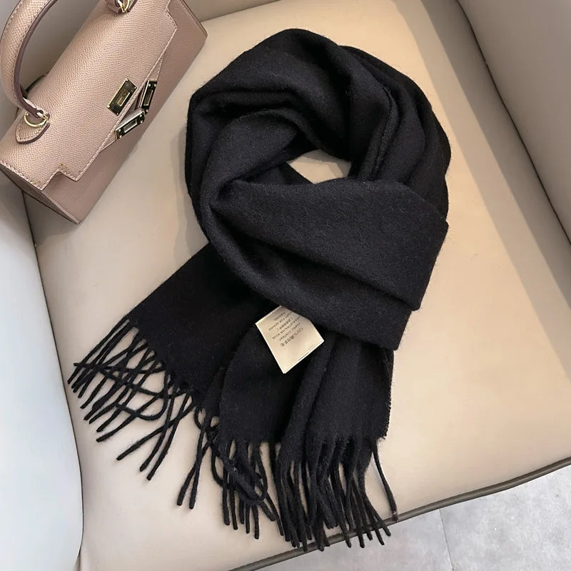 Wool Winter Scarf – 100% Wool Warm Solid Color Wrap