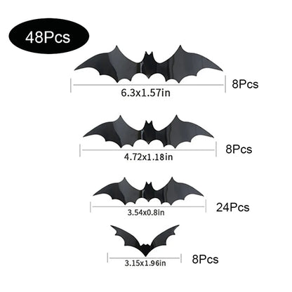 Halloween Bat Wall Decorations – 3D Black Bat Wall Stickers
