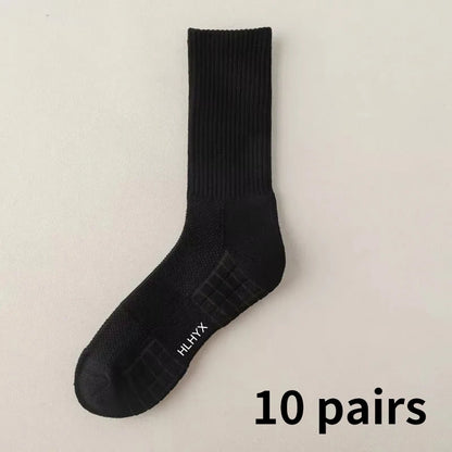 Men's Cotton Sports Socks Thick Cushioned Basketball 10-Pair