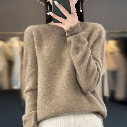 Women’s Merino Wool Sweater 100% Wool O-Neck Pullover